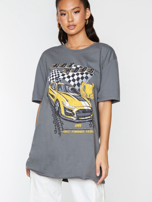 Charcoal Hot Rod Car Print T Shirt