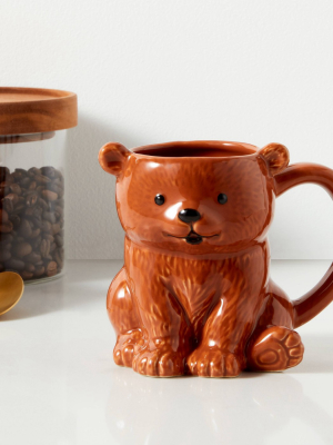 10.3oz Stoneware Bear Christmas Mug Brown - Threshold™