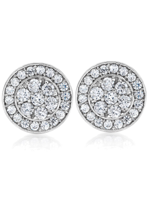 Pompeii3 1/2ct Diamond Halo Studs 10k White Gold