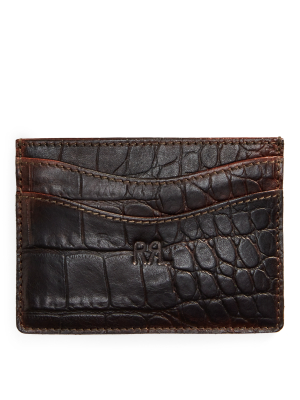 Crocodile-embossed Leather Card Holder
