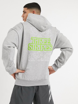 Adidas Training Hoodie In Gray With Small Logo