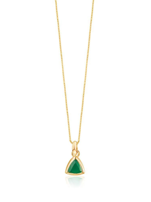 Green Onyx Charm Gold Necklace