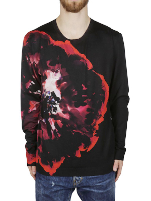 Alexander Mcqueen Floral Printed Long-sleeve Top