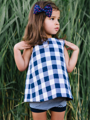 Bloomer Short In Navy Gingham