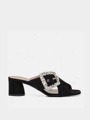 Selena Crystal Black Kidsuede/crystal Buckle