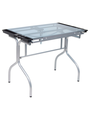 Folding Craft Station - Silver/blue Glass