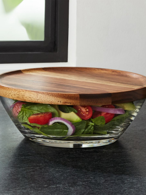 Miles Glass Bowl With Acacia Wood Lid