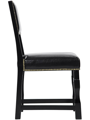 Noir Abadon Leather Black Side Chair