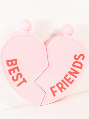 Pink Broken Heart Best Friends Flasks