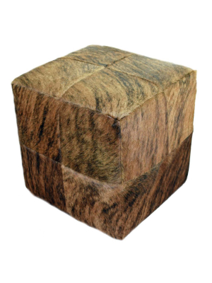 Cowhide Pouf, Brindle