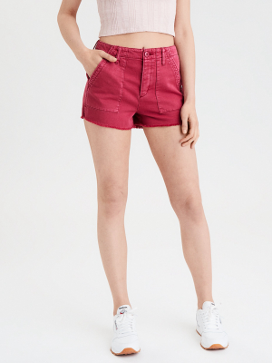 Ae Super High-waisted Utility Denim Short Short