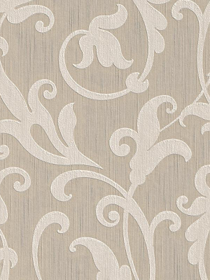 Floral Scrollwork Wallpaper In Beige Design By Bd Wall