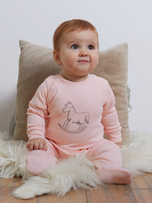 Super Soft Jersey Chest Print Sleepsuit - Pink