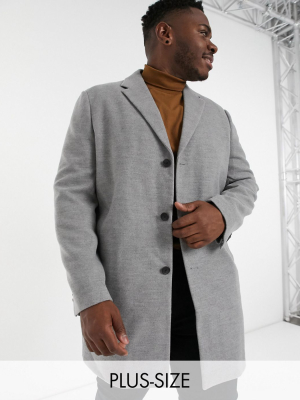 New Look Plus Overcoat In Gray