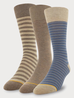 Signature Gold By Goldtoe Men's Multiny Striped Crew Socks 3pk - 6-12.5