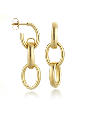 Gold Oval Link Drop Earrings