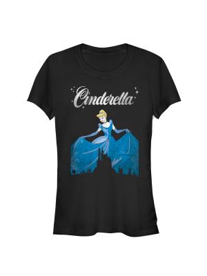 Junior's Cinderella Dress Silhouette T-shirt