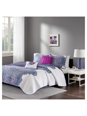 Purple Lolita Printed Quilt Set Purple