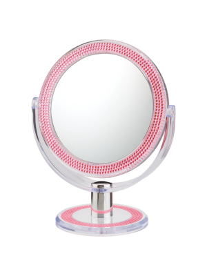Double-sided Free Standing Magnified Makeup Bathroom Mirror Pink Bling - Aptations