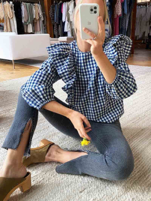 Filipa Blouse - Indigo Gingham