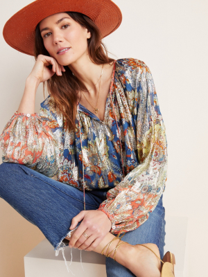 Stephania Shimmer Peasant Blouse