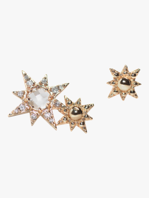 Double Starburst Stud Earrings