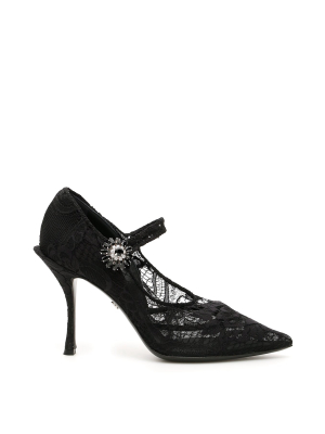 Dolce & Gabbana Mary Jane Stretch Lace Pumps