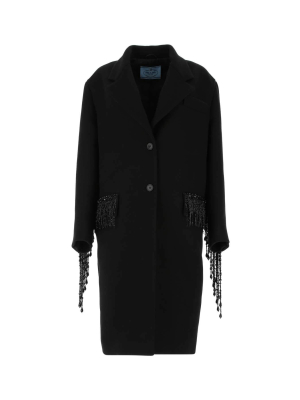 Prada Embellished Single Breasted Coat