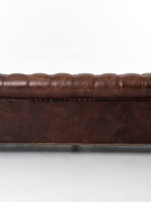 Conrad 96" Leather Sofa, Vintage Cigar