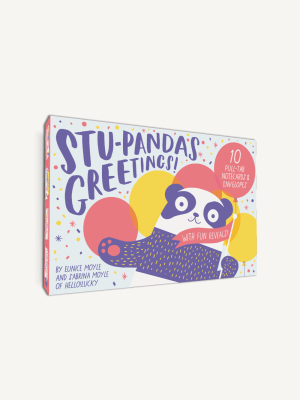 Stu-pandas Greetings! 10 Pull-tab Cards & Envelopes