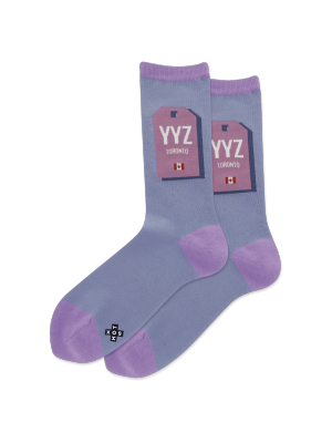 Women's Toronto Luggage Tag Crew Socks