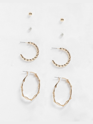 Aldo Ditri Earring Multipack In Gold And Pearl