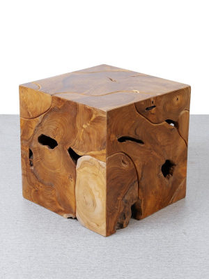 Teak Wood Organic Square Side Table