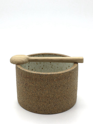 Canister W/ Bark Top | 3.5" X 2.5" | Sandstone/raw