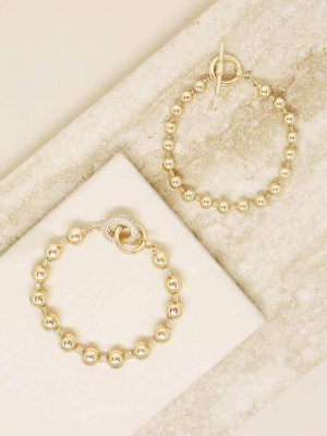 Ball Chain 18k Gold Plated Bracelet Set