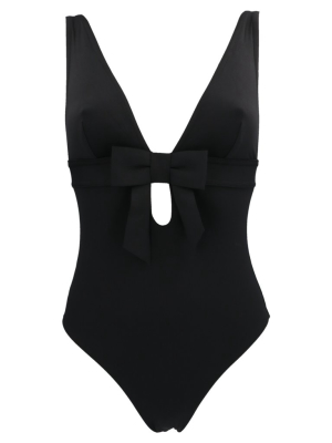 Zimmermann Poppy Plunge Bow Embellished Swimsuit