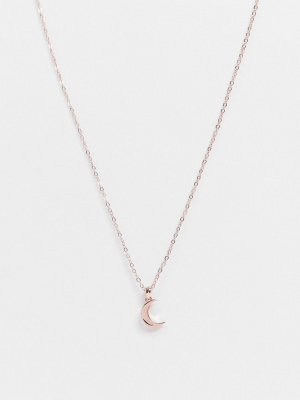 Ted Baker Marai Moon Pendant Necklace In Rose Gold And Crystal