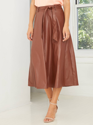 Women's Faux Leather Circle Midi Skirt - Who What Wear™