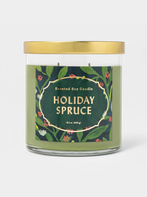 15.1oz Lidded Glass Jar 2-wick Candle Holiday Spruce - Opalhouse™