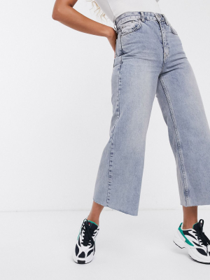 Dr Denim Aiko High Rise Wide Leg Crop Jean With Raw Hem