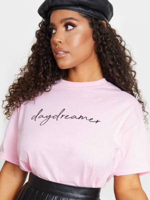 Baby Pink Day Dreamer Printed Oversized T Shirt