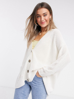 Pull&bear Throwon Cardigan In Ecru