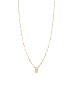 14k Diamond Itty Bitty Hamsa Necklace