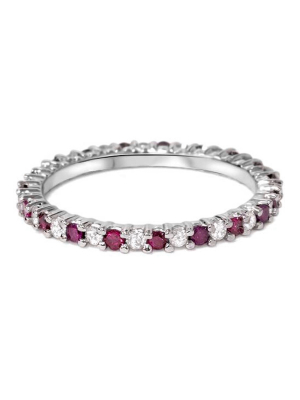 Pompeii3 1/2ct Ruby & Diamond Eternity Wedding Ring 14k White Gold Womens Band