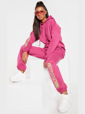 Prettylittlething Washed Violet Slogan Joggers