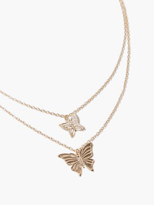 Butterfly Pendant Layered Necklace