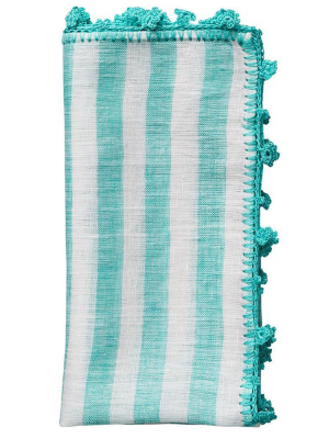 Kim Seybert Linea Napkin In White & Seafoam - Set Of 4