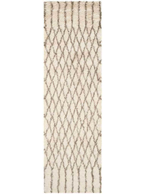 Casablanca Cross Ivory/gray Runner Rug