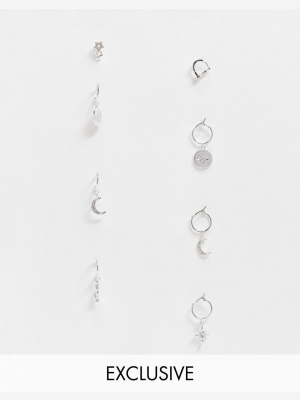 Reclaimed Vintage Inspired Constellation Hoop Pack In Silver