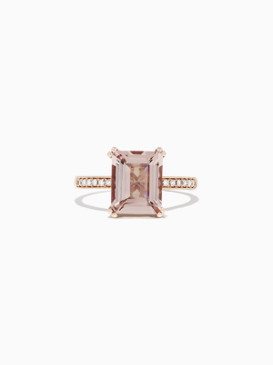 Effy Blush 14k Rose Gold Morganite And Diamond Ring, 2.64 Tcw